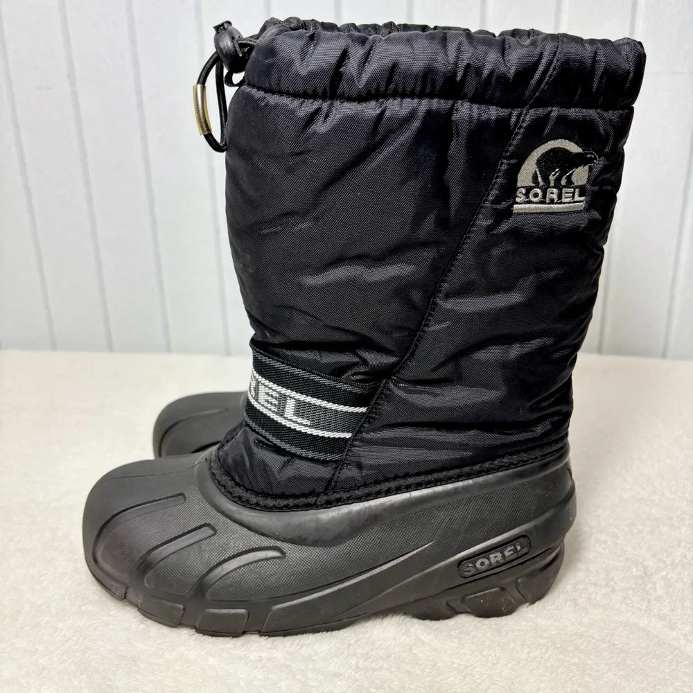 Sorel Black Insulated Cub Youth Winter‎ Waterproof Snow Boots Size 4